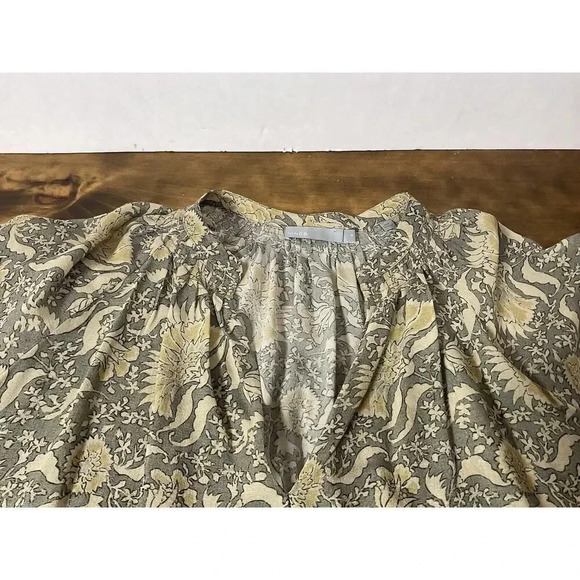VINCE 100% Silk Blouse Sheer Vintage Botanical Print Size Medium - Picture 9 of 13
